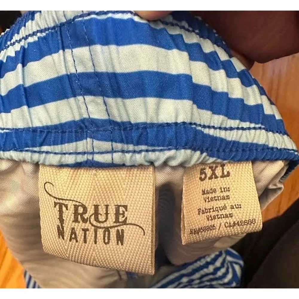 Bathing Suit - True Nation‎ by DXL Men 5XL Big & Tall Blue and White
